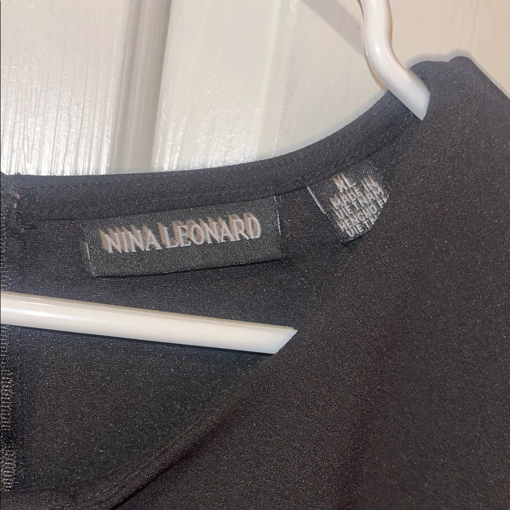 Nina Leonard Black Long Sleeve Dress - Picture 2 of 6
